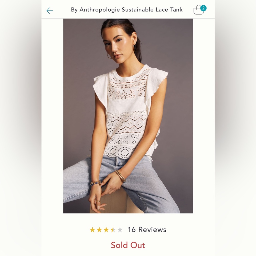 By Anthropologie Sustainable Lace Tank